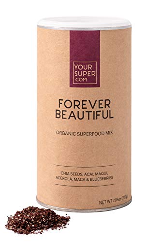 Your Super Forever Beautiful Superfood Powder - Glowing Skin, Healthy Hair, Hormone Balance, Antioxidants, Adaptogens- Plant Based, Organic Acai Berry, Maqui, Acerola Cherry, Maca Powder - 40 Servings