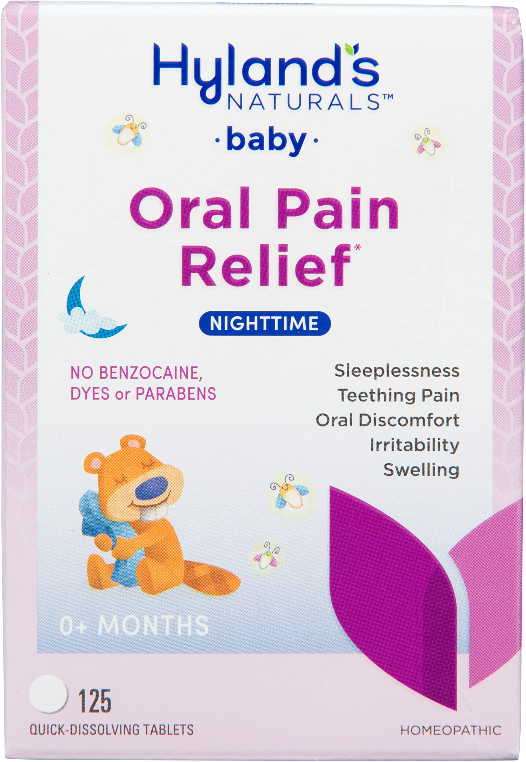 Book Cover Hyland’s Naturals Baby Nighttime Soothing Tablets with Chamomilla, Natural Relief of Oral Discomfort, Irritability, and Swelling, 125 Count
