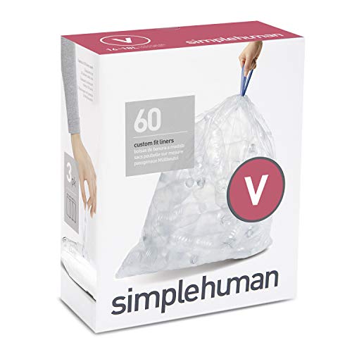 Book Cover simplehuman Code V Custom Fit Drawstring Recycling Trash Bags, 16-18 Liter / 4.2-4.8 Gallon, Clear, 60 Count