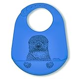 modern-twist Bucket-Bib 100% Food-Grade Silicone, Waterproof and Reusable, Curious Otter – Sea Blue