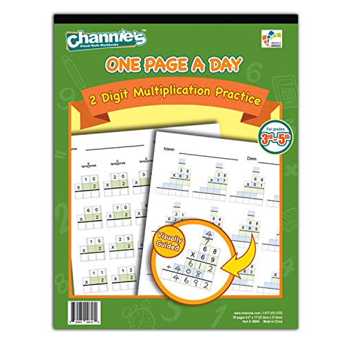 Book Cover Channieâ€™s One Page A Day Workbook, Double Digit Multiplication Math Practice Worksheets, 50 Pages, Grades 3rd, 4th, and 5th, Size 8.5â€ x 11â€