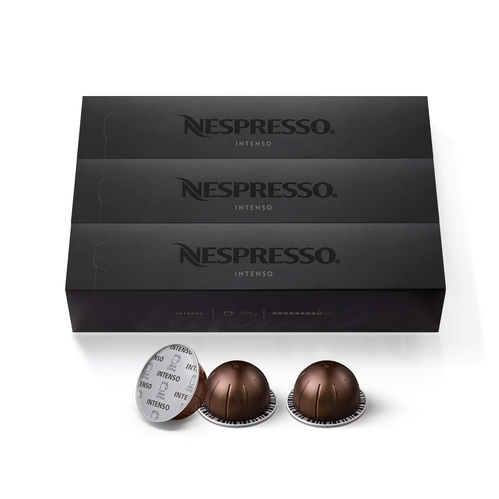 Book Cover Nespresso Capsules VertuoLine, Intenso, Dark Roast Coffee, Coffee Pods, Brews 7.77 Ounce (VERTUOLINE ONLY), 10 Count (Pack of 3) 10 Count (Pack of 3) Intenso Coffee