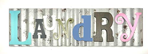 Generic Laundry Galvanized Metal Colorful Wooden Letters Wall Decor Laundry Room Wash Room Sign Rustic and Unique,Pink