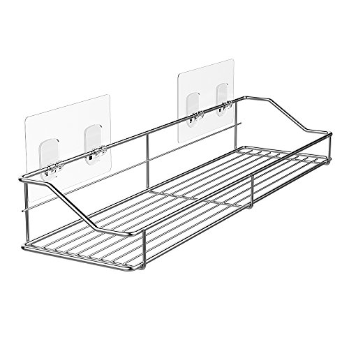 Orimade Bathroom Shelf Organizer Storage Kitchen Rack with Traceless Transparent Adhesive No Drilling SUS304 Stainless Steel