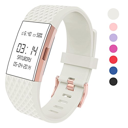 Wearlizer Compatible with Charge 2 Bands Accessories Silicone Strap Replacement Charge 2 Special Edition Lavender Rose Gold Buckle White