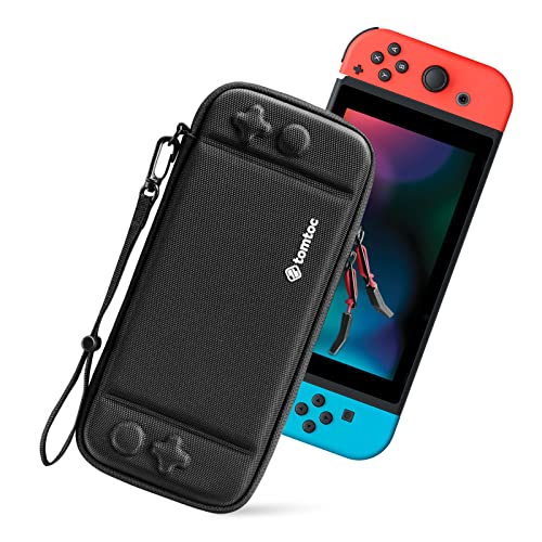 tomtoc Switch Case for Nintendo Switch, Slim Switch Sleeve with 10 Game Cartridges, Protective Switch Carry Case for Travel, with Original Patent and Military Level Protection, Black