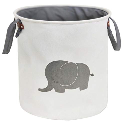 Book Cover HIYAGON Storage Baskets,Cotton Foldable Round Home Organizer Bin for Baby Nursery,Toys,Laundry,Baby Clothing,Gift Baskets(Elephant)