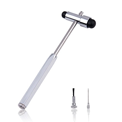 Book Cover Reflex Hammer, for Neurologic Reflex Diagnosis and Testing - Tromner Neurological Reflex Hammer with Needle and Brush for Nurses, EMS, Medical Students, Emergency Room by QIYUN - Black