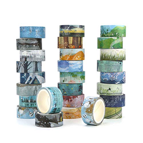 KOVANO Washi Masking Tape Set of 24,Decorative Masking Tape Collection,Four Seasons Patterns for DIY Crafts,Gift Wrapping,Scrapbooking & Party Supplies (Mix)