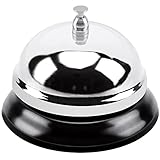 MROCO Big Call Bells, 3.38 Inch Diameter, Chrome Finish, All-Metal Construction, Desk Bell Service Bell for Hotels, Schools, Restaurants, Reception Areas, Hospitals, Warehouses (Silver)