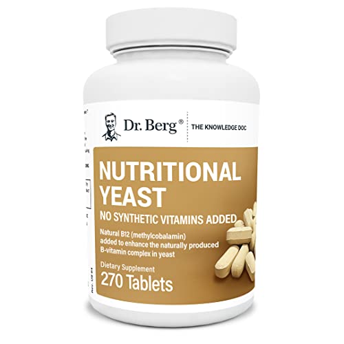 Book Cover Dr. Berg's Nutritional Yeast Tablets â€“ Natural B12 Added - All 8 B Vitamin Complex â€“ No Gluten Non-GMO No Synthetics - 270 Vegan Tablets Dietary Supplements
