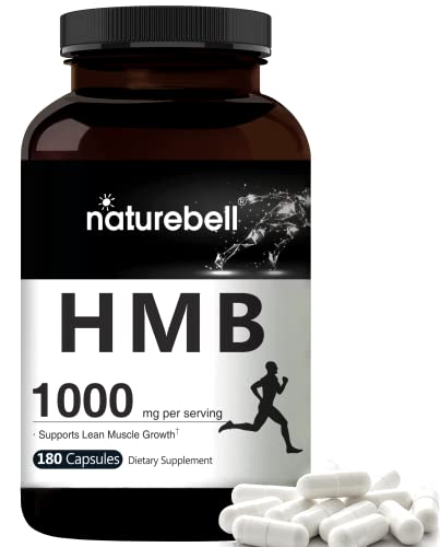 NatureBell HMB Capsules (Beta-Hydroxy Beta-Methylbutyrate), 1000mg Per Serving, 180 Counts, Supports Lean Muscle Mass, Premium HMB Supplements, Non-GMO