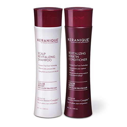 Book Cover Keranique Color Boost Scalp Revitalizing Shampoo And Conditioner, 8 Fl Oz - Keratin Amino Complex, Sulfate, Dyes And Parabens Free - Protects Color, Prevent Fade, Strengthens Hair, Moisture