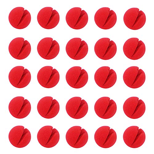 Book Cover Ogrmar 25PCS Red Circus Clown Nose Christmas Costume Party Cosplay Red Nose Day Halloween Decor (25PCS)