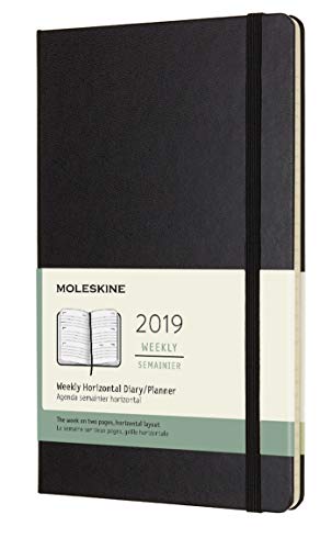 Moleskine Classic 12 Month 2019 Weekly Planner, Hard Cover, Large (5 x 8.25") Black"
