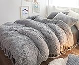 Ceruleanhome 1pc 100% Velvet Flannel Duvet Cover, No Inside Filler (Queen 1pc Duvet Cover, Grey)