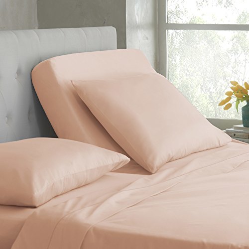 Book Cover Martex Split King Sheet Set for Mattresses with Adjustable Bases, Blush, 5 Piece