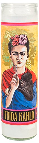 Frida Kahlo Secular Saint Candle - 8.5 Inch Tall Glass Prayer Votive - Made in The USA