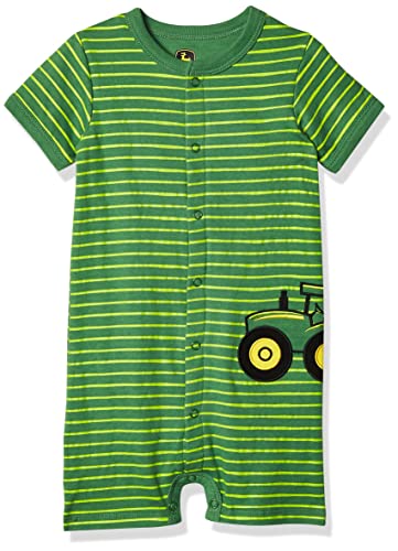 John Deere baby boys Romper Shirt, Green Stripe, 18-24 Months US