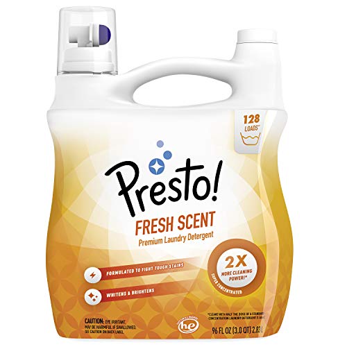 Book Cover Amazon Brand - Presto! Concentrated Liquid Laundry Detergent, Fresh Scent, 128 Loads, 96 Fl Oz