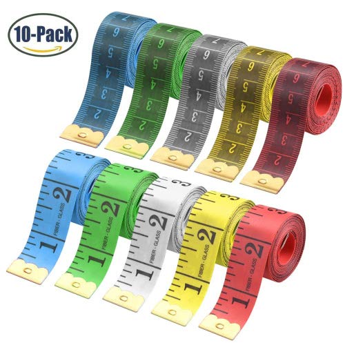 Braylin 5 Piece Body Measuring Tape Ruler Sewing, Tailor Double Sided Scale Measure Tape Soft Flexible，Tape Measure 60Inch 150 cm Colorful