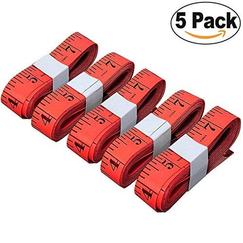Braylin 5 Piece Body Measuring Tape Ruler Sewing, Tailor Double Sided Scale Measure Tape Soft Flexible，Tape Measure 60Inch 150 cm Colorful