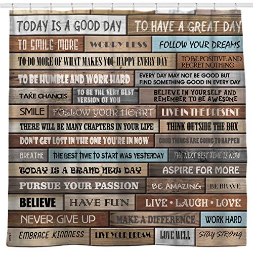 Book Cover Sunlit Inspirational Motivational Happiness Quotes for Courage Be Awesome Poster Print Rustic Cabin Shower Curtain Teak Closet Curtain Home Bathroom Decor Fabric Quote Tapestry