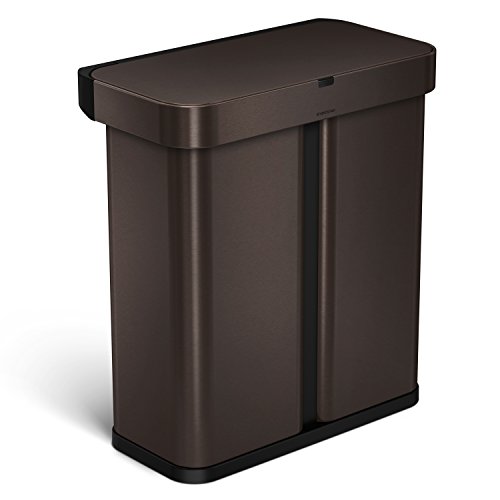Book Cover simplehuman ST2028 58L (34/24) Rectangular Sensor Bin with Voice and Motion Control, Dark Bronze Stainless Steel, W 57.0cm x H 64.0cm x D 33.0cm
