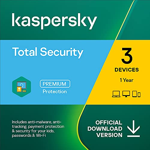 Book Cover Kaspersky Total Security 2022 | 3 Devices | 1 Year | PC/Mac/Android | Online Code