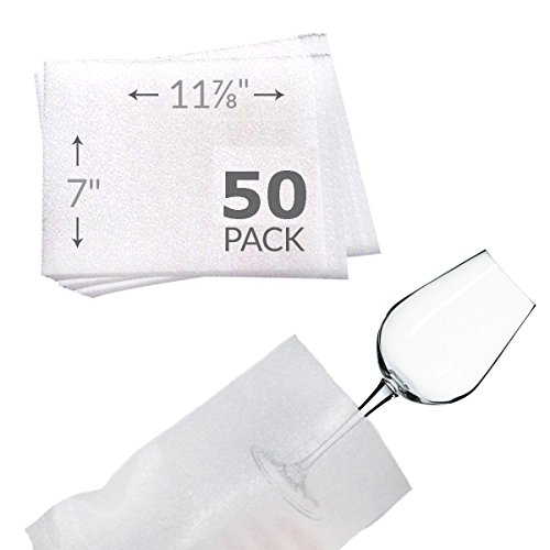 UBOXES 7"x11-7/8" Foam Pouches for Glasses (50 Pack) Protect Dishes