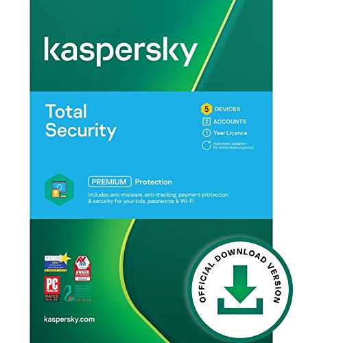 Kaspersky Total Security 2021 | 5 Devices | 1 Year | PC/Mac/Android | Online Code