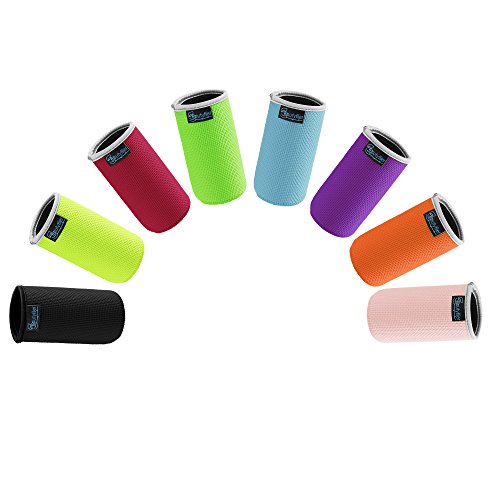 Beautyflier Pack of 8 Anti-Slip Embossed Neoprene Bottle Insulator Sleeve 3mm Thick Collapsible Slim Drink Can Cover for BBQ Camping Party (12Ounce)