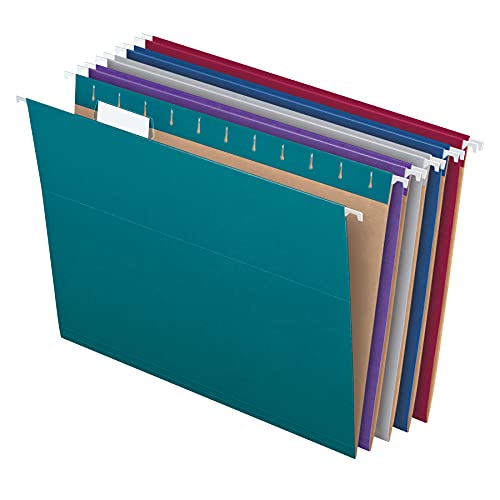 Book Cover Pendaflex Recycled Hanging File Folders, Letter Size, Assorted Jewel-Tone Colors, Two-Tone for Foolproof Filing, 1/5-Cut Tabs, 25 Per Box (81667)