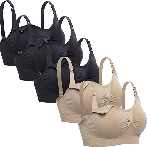 Lataly Womens Sleeping Nursing Bra Wirefree Breastfeeding Maternity Bralette Pack of 5
