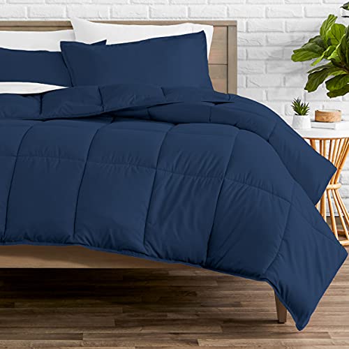 Bare Home Comforter Set - Queen Size - Goose Down Alternative - Ultra-Soft - Premium 1800 Series - All Season Warmth (Queen, Dark Blue)