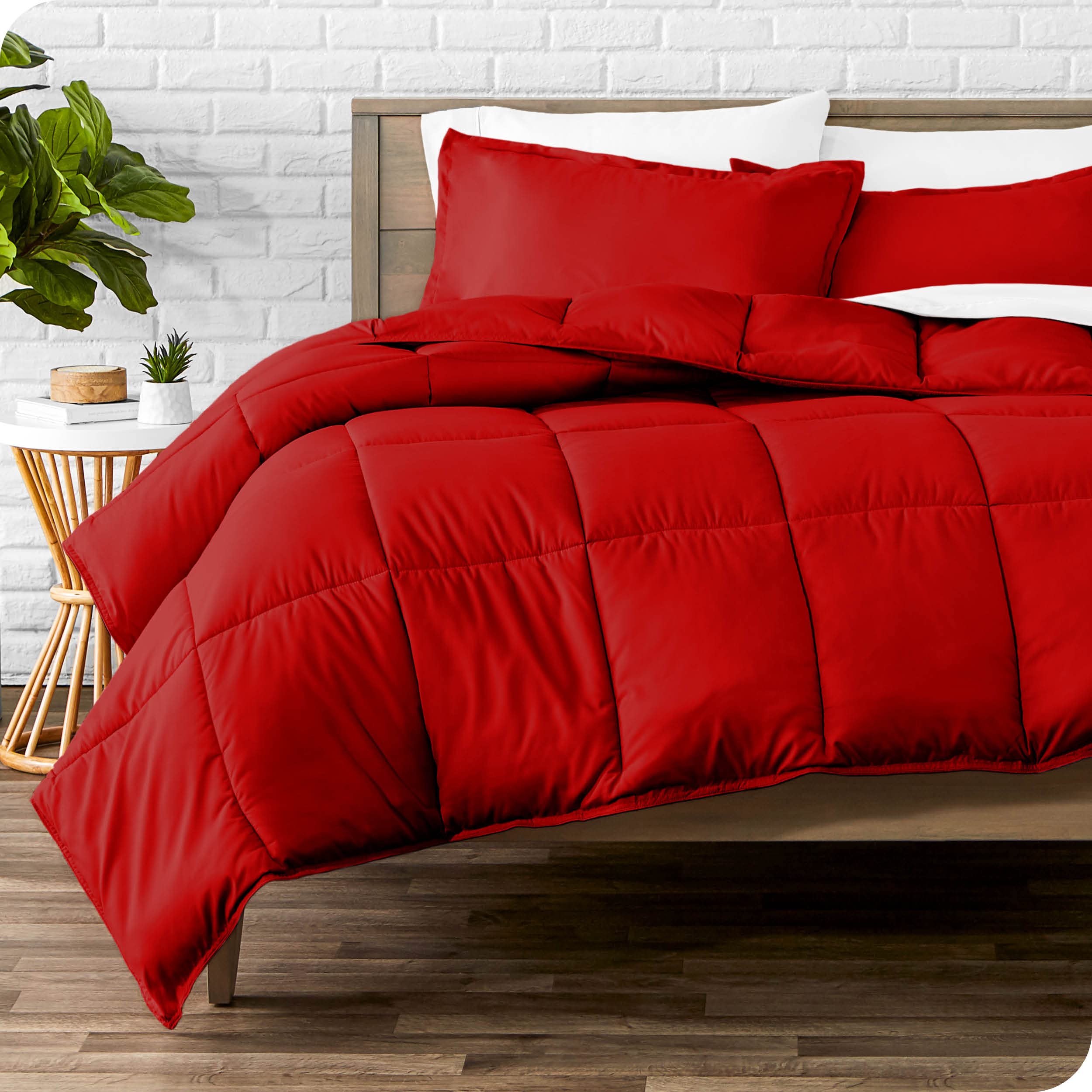 Bare Home Comforter Set - King/California King Size - Ultra-Soft - Goose Down Alternative - Premium 1800 Series - All Season Warmth (King/Cal King, Red) King/Cal King 18 - Red