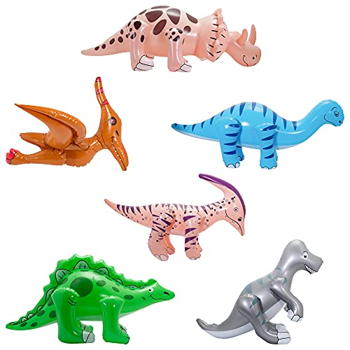 Fun Central - Jumbo 24" Blow Up Inflatable Dinosaurs Pool Party Supplies Toys for Kids Party Favors - 6 Pack