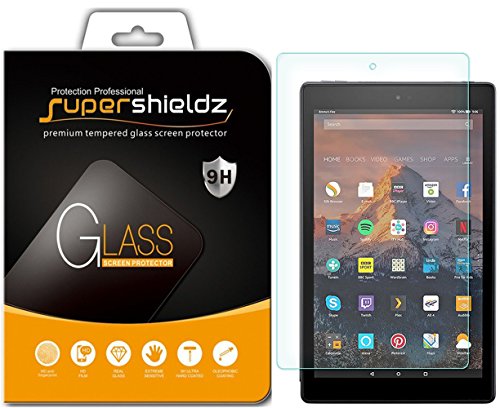 Book Cover Supershieldz Designed for Fire HD 10 Tablet 10.1 inch (9th and 7th Generation, 2019 and 2017 Release) Tempered Glass Screen Protector, Anti Scratch, Bubble Free