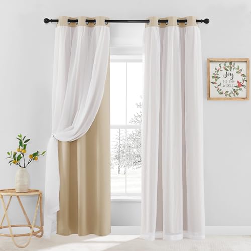 PONY DANCE Mix & Match Voile x Blackout Drape Panel with Extra Tie-Backs