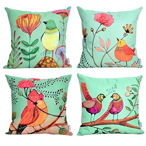 Book Cover laime Throw Pillow Covers Natural Pattern Decorative Pillowcases 18x18inch (4 Pieces Set) Pillow Cases Home Car Decorative Peacock Feather