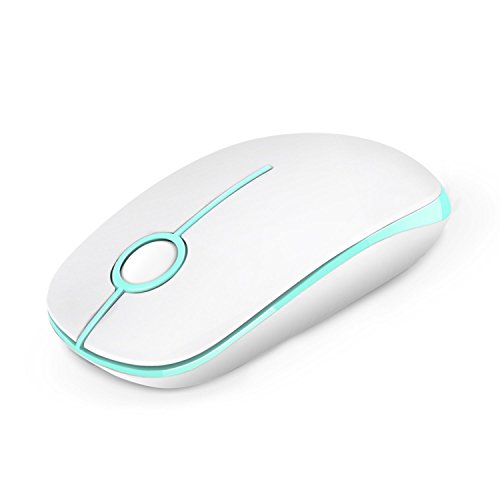 Book Cover Jelly Comb 2.4G Slim Wireless Mouse with Nano Receiver, Less Noise, Portable Mobile Optical Mice for Notebook, PC, Laptop, Computer, MacBook MS001 (White and Green)