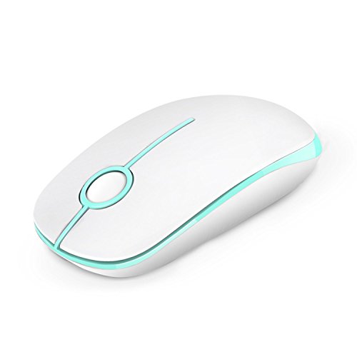 Jelly Comb 2.4G Slim Wireless Mouse with Nano Receiver, Less Noise, Portable Mobile Optical Mice for Notebook, PC, Laptop, Computer, MacBook MS001 (White and Green)