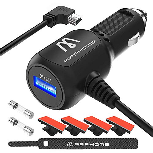 Car Charger Compatible for Garmin Nuvi, APPHOME 6.6ft Car Vehicle Mini USB Cable Power Cord Charging Adapter Compatible for Garmin Nuvi 200 57LM C255 2539LMT 2597LMT Dashcam