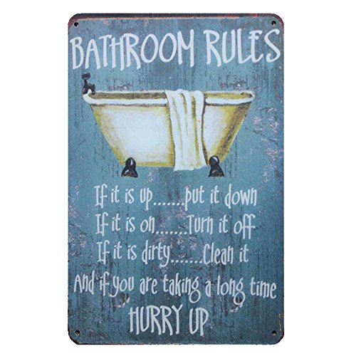 Book Cover Mega-deal Bathroom Rules Rustic Bathroom Decor Vintage Wall Tin Sign 12