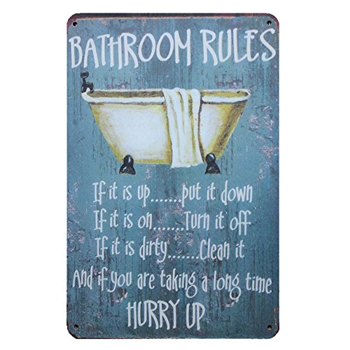 Mega-deal Bathroom Rules Rustic Bathroom Decor Vintage Wall Tin Sign 12" X 8"