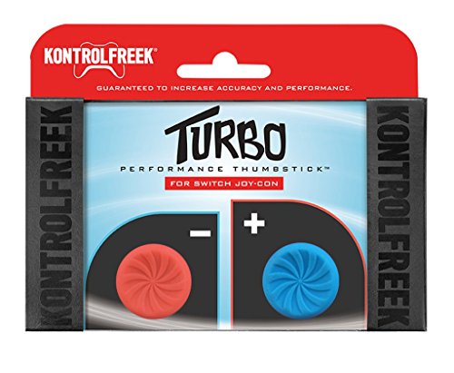 KontrolFreek Turbo Thumb Grips for Nintendo Switch Joy-Con | Performance Thumbsticks | 2 High-Rise Concave | Red/Blue