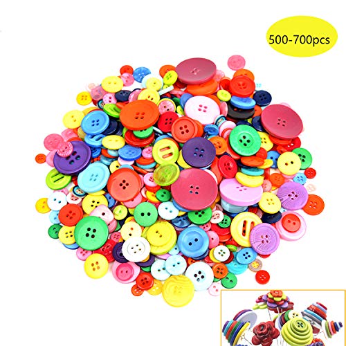 Book Cover 500-700 PCS Assorted Mixed Color Resin Buttons 2 and 4 Holes Round Craft for Sewing DIY Crafts Children's Manual Button Painting,DIY Handmade Ornament