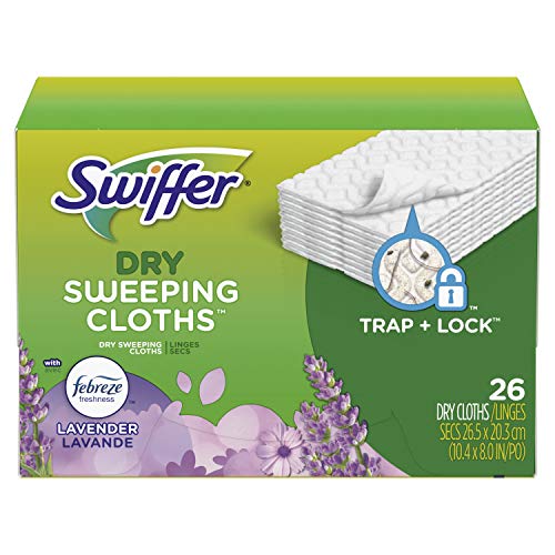 Book Cover Swiffer Sweeper Dry Sweeping Pad, Multi Surface Refills for Dusters Floor Mop with Febreze Lavender Scent, 26 Count (Pack of 2)