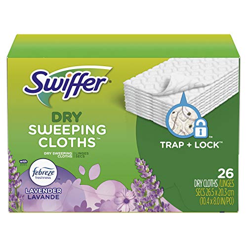 Swiffer Sweeper Dry Sweeping Pad, Multi Surface Refills for Dusters Floor Mop with Febreze Lavender Scent, 26 Count (Pack of 2)