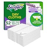 Swiffer Sweep + Mop, Dry Pads Refill, Floor Cleaner for Dirt, Dust, Hair, Cleaning Cloths for Mopping Home, Bathroom, Kitchen, Dust Mop, Floor Duster, Lavender, 52ct